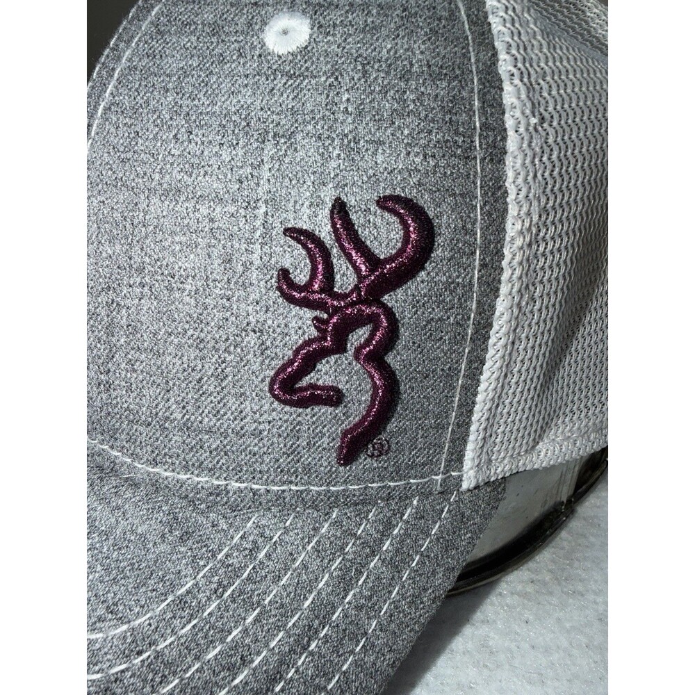 Browning Trucker Snapback Hat — Buckmark Logo, Gray & White